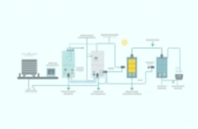 Technical diagram illustrating improved flow and efficiency in an industrial system
